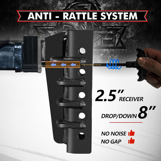 Adjustable Trailer Hitch Fits 2.5-Inch Receiver,6-Inch Drop/Rise,2"&2-5/16" Ball Hitches with 28,000 LBS GTW for Heavy Duty Truck,Solid Ball Mount,BLK,652506-1