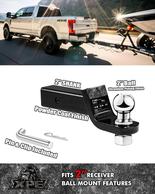 Trailer Hitch Mount with 2-Inch Ball & Pin, Only Fits 2-Inch Receiver, 7,500 LBS, 2-Inch Drop Tow Hitch,Black