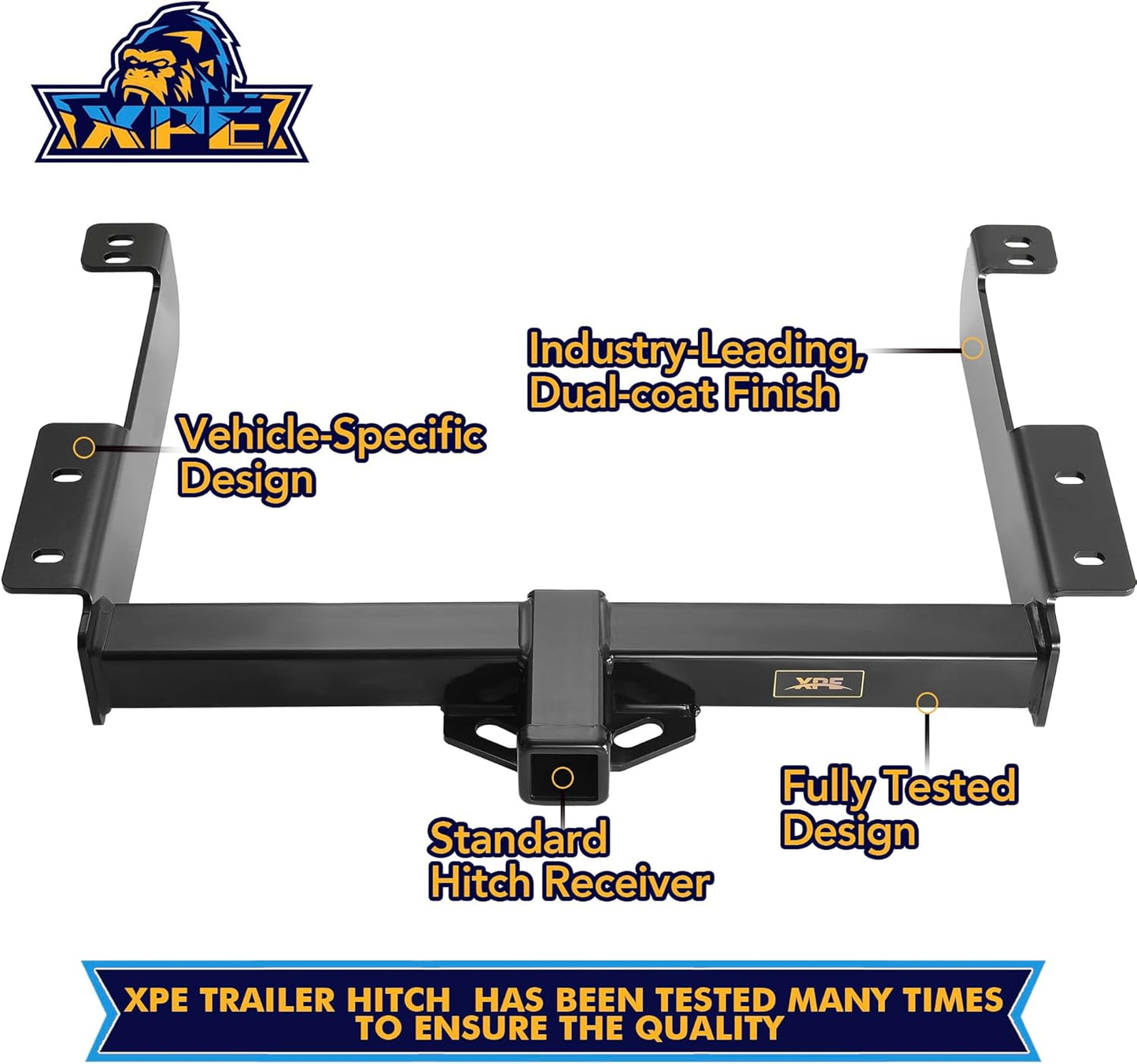 Class 3 Trailer Hitch for GMC Savana, 2-inch Hitch Receiver, Black Trailer Hitch Kit, Anti-Rust Gloss Black Powder Coat Tow Hitch