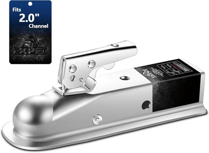 Straight Trailer Coupler for 2 Inch Ball Hitch, 2" Channel Width 3500 Lbs Trailer Tongue Coupler