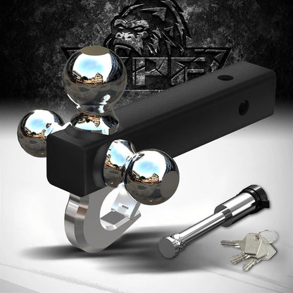 XPE Trailer Hitch Tri-Ball Hitch Fits 2 inch Receiver, 1-7/8", 2", 2-5/16" Trailer Balls 5/8'' Lock Included