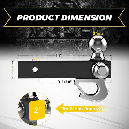 XPE Trailer Hitch Tri-Ball Hitch Fits 2 inch Receiver, 1-7/8", 2", 2-5/16" Trailer Balls 5/8'' Lock Included