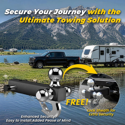 XPE Trailer Hitch Tri-Ball Hitch Fits 2 inch Receiver, 1-7/8", 2", 2-5/16" Trailer Balls 5/8'' Lock Included