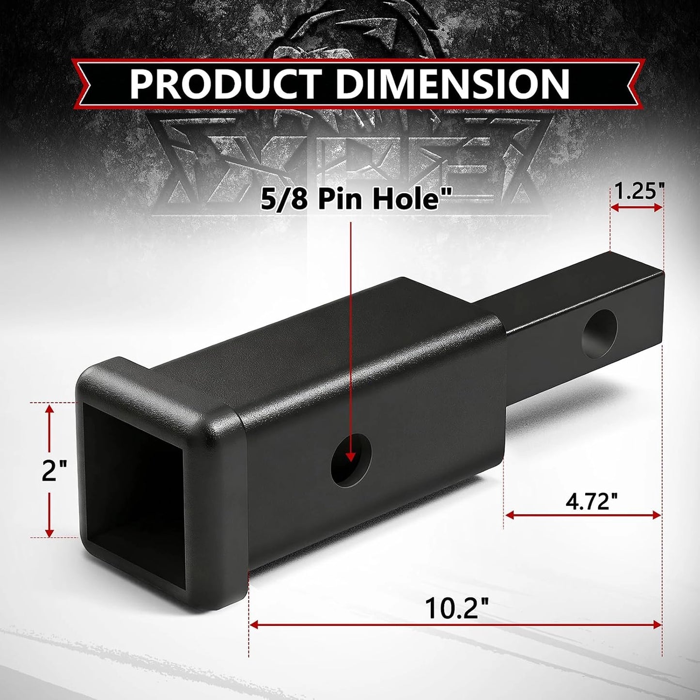 XPE 1-1/4" to 2" Trailer Hitch Adapter, 6-1/4" Extension Length, 350 lbs TW