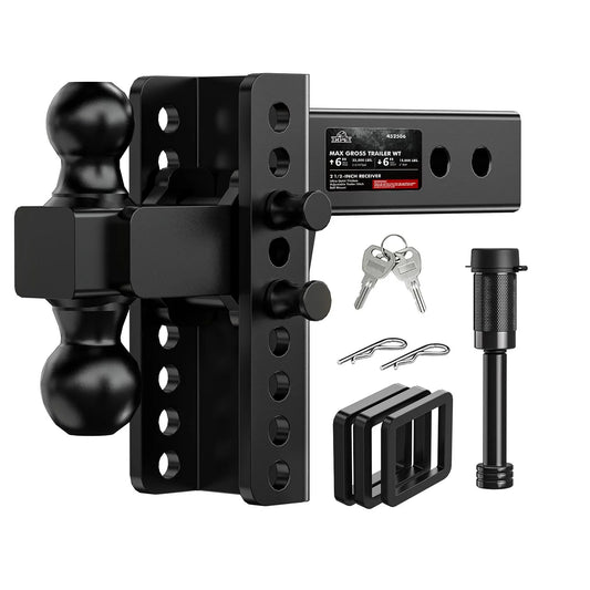 XPE 6-Inch Adjustable Trailer Hitch for 2-Inch Receiver, Heavy-Duty Dual-Ball Drop Hitch, 20,000 lbs Max GTW