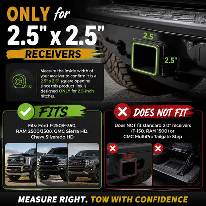 XPE 6-Inch Adjustable Drop Hitch with Anti-Rattle Design for 2.5-Inch Receiver, Heavy-Duty Dual-Ball Mount, 22,000 lbs Max GTW