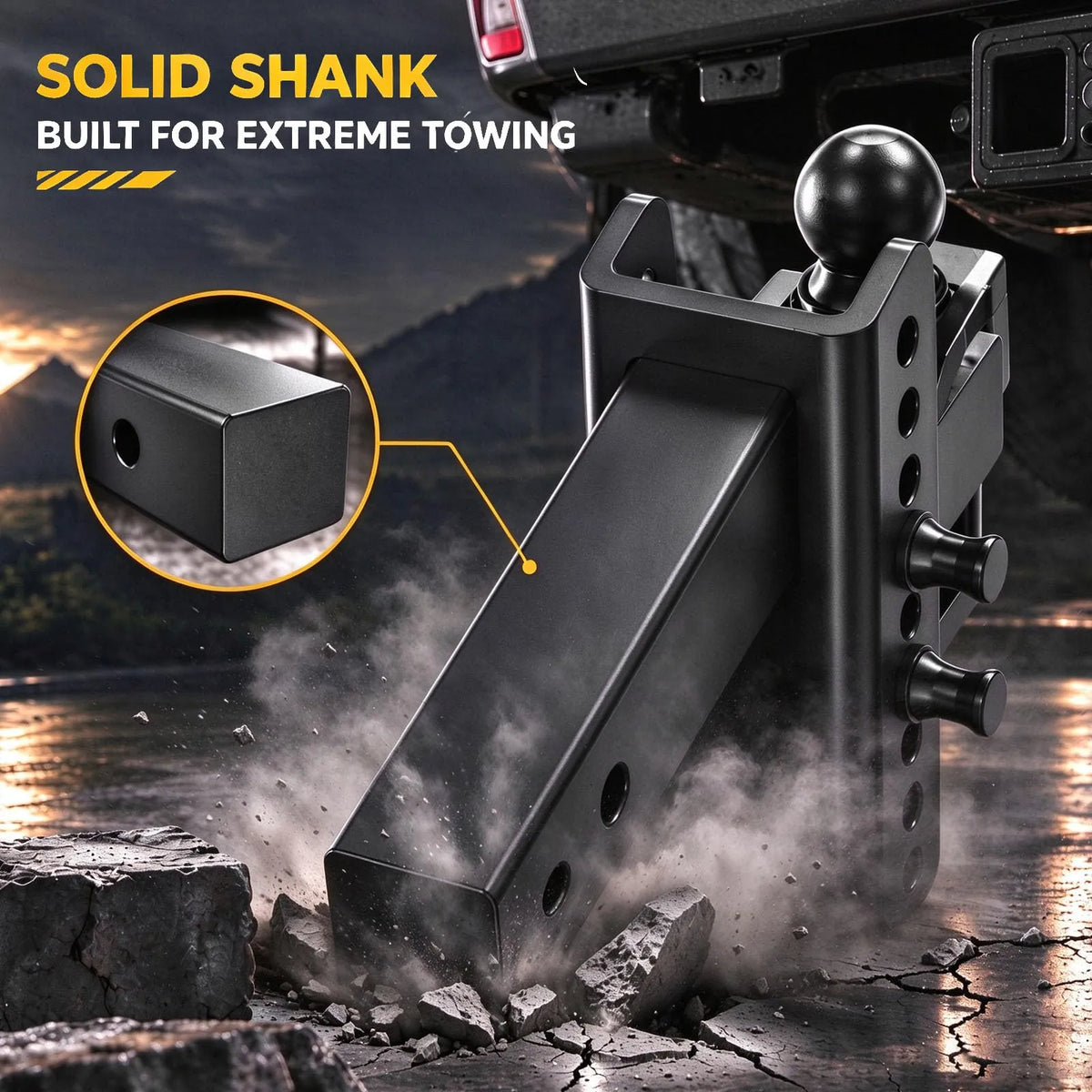 XPE 6-Inch Adjustable Drop Hitch with Anti-Rattle Design for 2.5-Inch Receiver, Heavy-Duty Dual-Ball Mount, 22,000 lbs Max GTW
